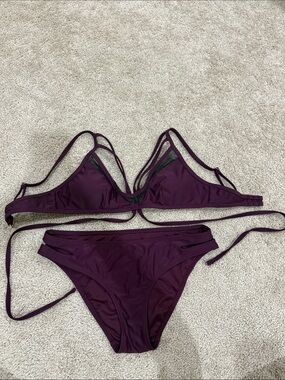 Express Deep Plum Strappy Bikini Set
